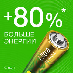 Батарейки КОМПЛЕКТ 2 шт., GP Ultra G-Tech, AAA (LR03, 24А), алкалиновые, мизинчиковые, 24AUA21-2CRSBC2