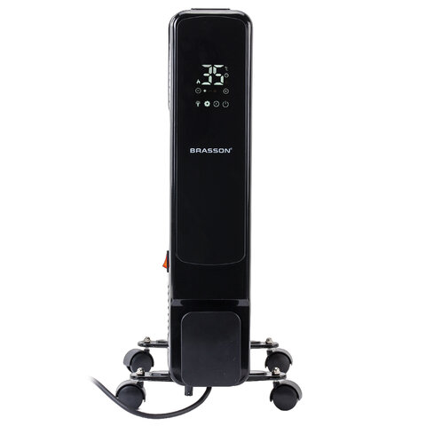 Обогреватель масляный BRASSON (БРАССОН) BOR-9 TOUCH, 9 секций, 2000 Вт, 3 режима, сенсор, пульт ДУ, черный, 457778