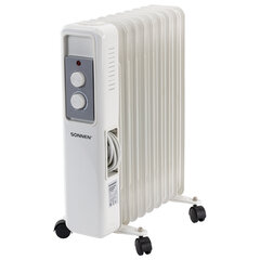 Обогреватель масляный SONNEN DFS-9E, 9 секций, 2000 Вт, 3 режима, механическое управление, белый, 457780