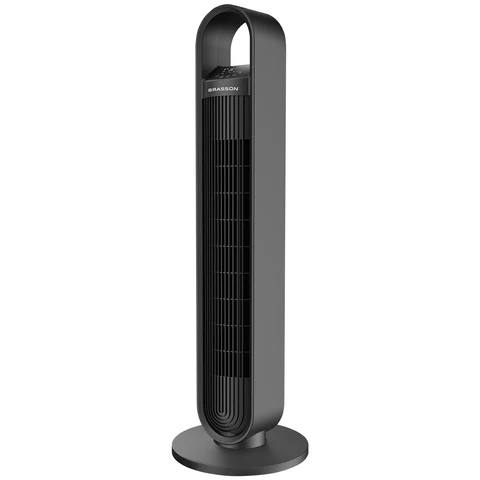 Вентилятор колонный BRASSON BTF08-B, 60Вт, 90см, сенсор, тихая работа, 3 скорости, режим сна, автовращение, пульт ДУ, черный, 457788