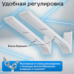 Кронштейн-крепление для СВЧ, нагрузка до 35 кг, CROMEX (КРОМЕКС) K-112, регулировка до 42 см, белый, 457879