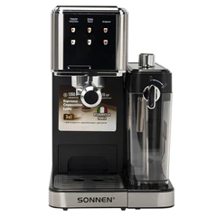 Кофеварка рожковая со встроенным капучинатором SONNEN CM-2032, сенсор, 1,2 л, 1350 Вт, 19 бар, 457881