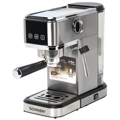 Кофеварка рожковая SONNEN CM-2033, ручной капучинатор, сенсор, 1 л, 1350 Вт, 19 бар, 457883