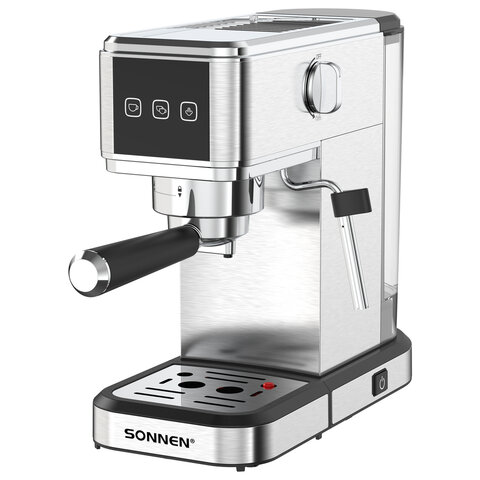 Кофеварка рожковая с сенсорным управлением SONNEN CM-2033, ручной капучинатор, 1 л, 1350 Вт, 19 бар, 457883