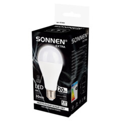 Лампа светодиодная SONNEN EXTRA, 20 (150) Вт, Е27, груша, нейтральный белый, 30000 ч, LED A65-20W-4000-Е27, 457899