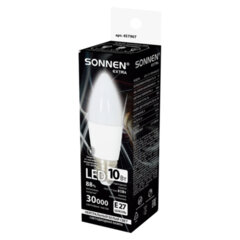 Лампа светодиодная SONNEN EXTRA, 10 (85) Вт, Е27, свеча, нейтральный белый, 30000 ч, LED C37-10W-4000-Е27, 457907