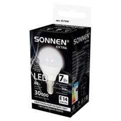 Лампа светодиодная SONNEN EXTRA, 7 (60) Вт, E14, шар, нейтральный белый, 30000 ч, LED G45-7W-4000-Е14, 457908