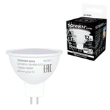 Лампа светодиодная SONNEN EXTRA, 12 (110) Вт, GU5.3, софит, нейтральный белый, 30000 ч, LED MR16-GU5.3-12W-4000, 457921