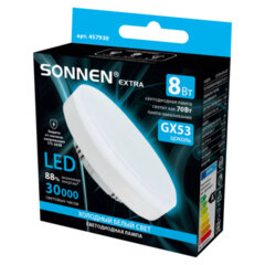 Лампа светодиодная SONNEN EXTRA, 8 (70) Вт, GX53, таблетка, холодный белый, 30000 ч, LED 8W-6500-GX53, 457930