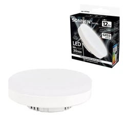 Лампа светодиодная SONNEN EXTRA, 12 (110) Вт, GX53, таблетка, нейтральный белый, 30000 ч, LED 12W-4000-GX53, 457933