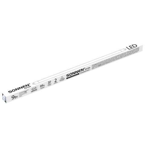 Лампа-трубка светодиодная SONNEN EXTRA 9 (18) Вт 60 см нейтральный белый LED T8-9W-4000-G13, 457937