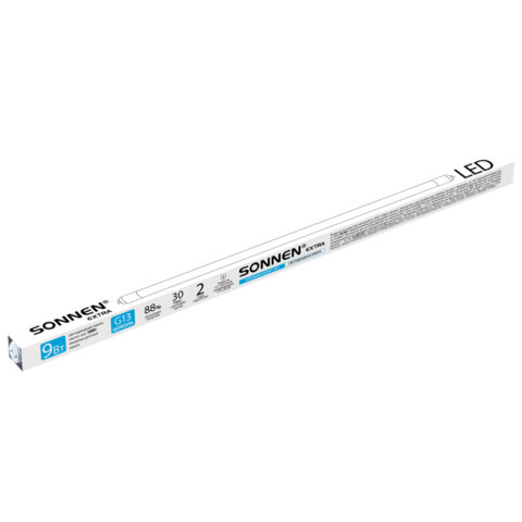 Лампа-трубка светодиодная SONNEN EXTRA 9 (18) Вт 60 см холодный белый LED T8-9W-6500-G13, 457938