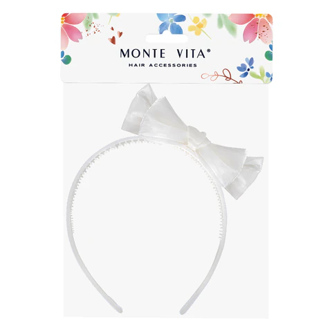 Ободок для волос с бантиком, ширина 1 см, белый, MONTE VITA (МОНТЕ ВИТА), 457940