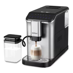 Кофемашина KITFORT КТ-7166, 1350 Вт, объем 1,5 л, для зерен 200 г, автокапучинатор, серебристая