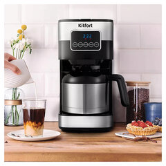Кофеварка капельная KITFORT КТ-752, 900 Вт, объем 1,25 л, дисплей, черный/<wbr/>стальной