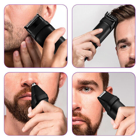 Триммер 4 в 1 KITFORT КТ-3140-3, 6 насадок, 20 установок длины 0,5-20 мм, беспроводной, черный