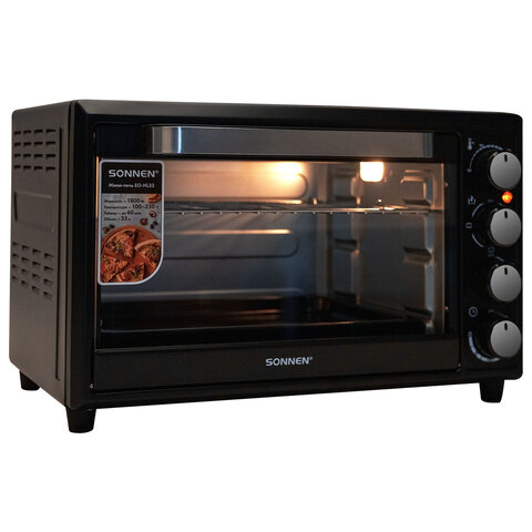 Мини-печь электрическая SONNEN EO-HL33, 1800 Вт, 33 л, 3 режима нагрева, таймер, механическое управление, черная, 458305 - фото 13
