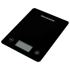 Весы кухонные УМНЫЕ BRASSON (БРАССОН) KS-22D, до 10 кг, КБЖУ, приложение, стекло, черные, 458446