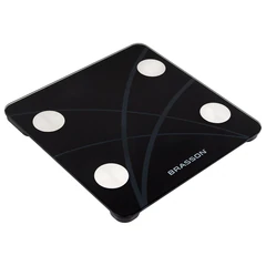 Весы напольные диагностические BRASSON (БРАССОН) FS-33D, 30&times;30 см, до 180 кг, 15 параметров, стекло, черные, 458447