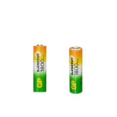 Батарейки аккумуляторные GP ReEnergy Ni-Mh пальчиковые КОМПЛЕКТ 2 шт., AA (HR6), 1800 mAh, 180AAHCRGY