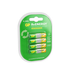 Батарейки аккумуляторные GP ReEnergy Ni-Mh мизинчиковые КОМПЛЕКТ 4 шт., ААА (HR03), 950 mAh, 100AAAHCRGY