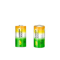 Батарейки аккумуляторные GP ReEnergy Ni-Mh КОМПЛЕКТ 2 шт., С (HR14), 3000 mAh, 300CHCRGY-2CRCB2