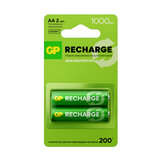 Батарейки аккумуляторные GP ReCharge Ni-Mh пальчиковые КОМПЛЕКТ 2 шт., АА (HR6) 1000 mAh, 100AAHCV