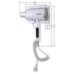 Фен для волос настенный KSITEX F-2000W JET, 2000 Вт, пластик 2 скорости, 2 температурных режима, белый