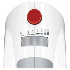 Миксер BOSCH MFQ 3540, 450 Вт, 5 скоростей, 2 венчика, 2 крюка для теста, стакан, белый