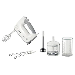 Миксер BOSCH MFQ 36480, 450 Вт, 5 скоростей, 6 насадок, стакан, белый