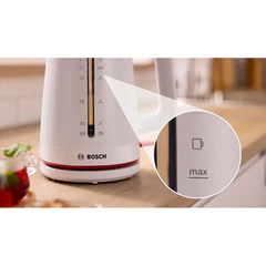 Чайник BOSCH TWK3M121, 1,7 л, 2400 Вт, закрытый нагревательный элемент, пластик, белый