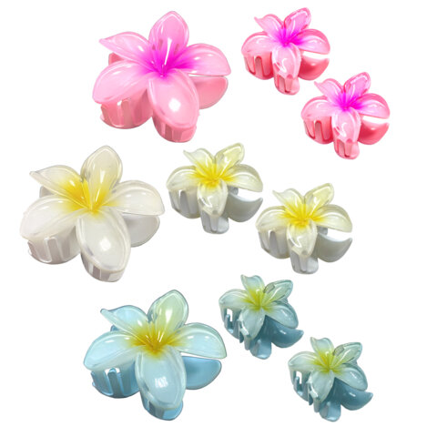 Краб для волос НАБОР 3 шт. "Гавайский цветок" 8см.,4см.,4 см., глянцевый, АССОРТИ MON, 458818 - фото 5