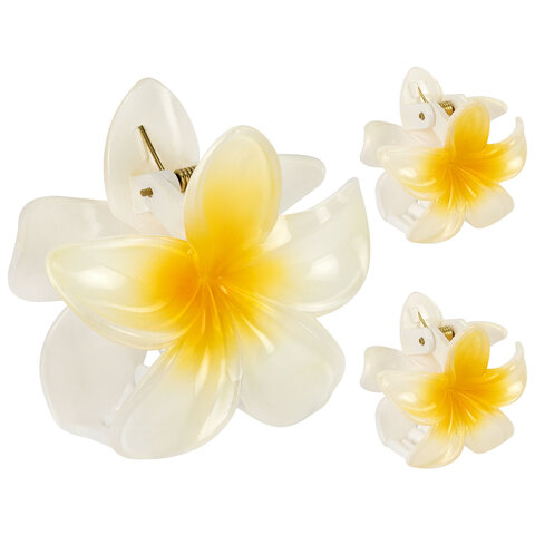 Краб для волос НАБОР 3 шт. "Гавайский цветок" 8см.,4см.,4 см., глянцевый, АССОРТИ MON, 458818 - фото 3