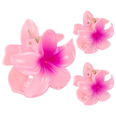 Краб для волос НАБОР 3 шт. "Гавайский цветок" 8см.,4см.,4 см., глянцевый, АССОРТИ MON, 458818 - фото 2