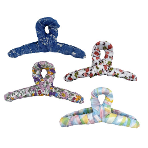 Крабы для волос, НАБОР 2 шт., 9 см, с тканью, ассорти, MONTE VITA (МОНТЕ ВИТА), 458819 - фото 6