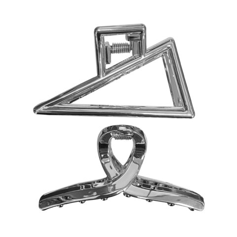 Краб для волос НАБОР 2 шт. 7см., глянцевый, серебристый MONTE VITA код 1С, 458825 - фото 4