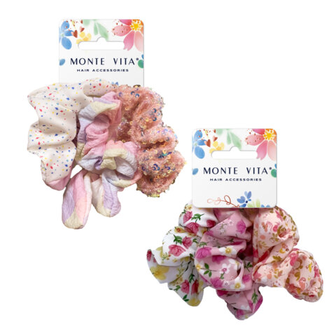 Резинки для волос, НАБОР 3 шт., диаметр 9 см, скранч, ассорти, MONTE VITA (МОНТЕ ВИТА), 458827