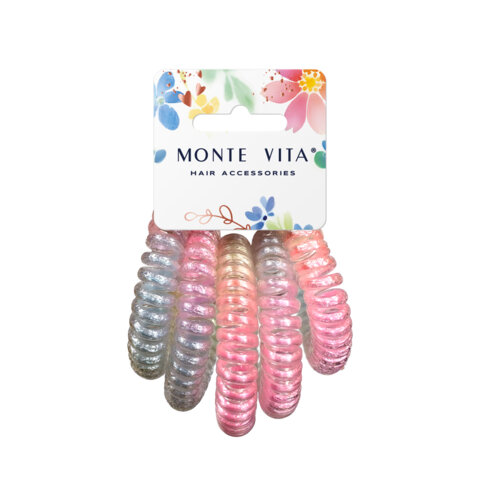 Резинки для волос, НАБОР 5 шт., диаметр 5 см, пружинки, радужные цвета, MONTE VITA (МОНТЕ ВИТА), 458828
