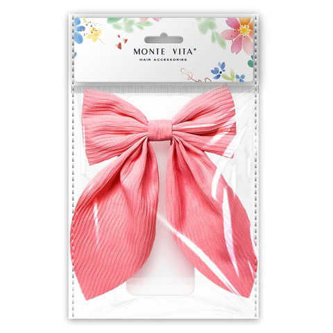 Бант для волос на заколке, 13х7х21 см, розовый, MONTE VITA (МОНТЕ ВИТА), 458835