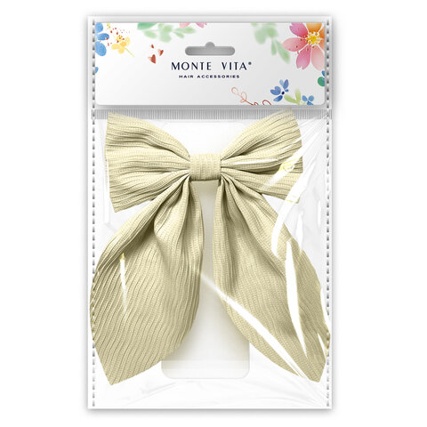 Бант для волос на заколке, 13х7х21 см, бежевый, MONTE VITA (МОНТЕ ВИТА), 458836