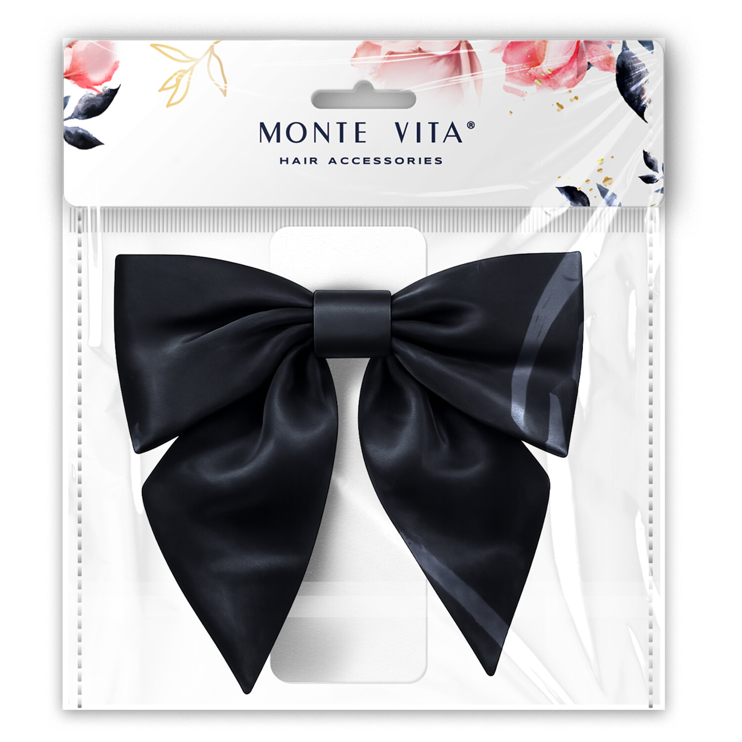 Бант для волос 17х7,5х15 см на заколке, черный, MONTE VITA (МОНТЕ ВИТА), 458837
