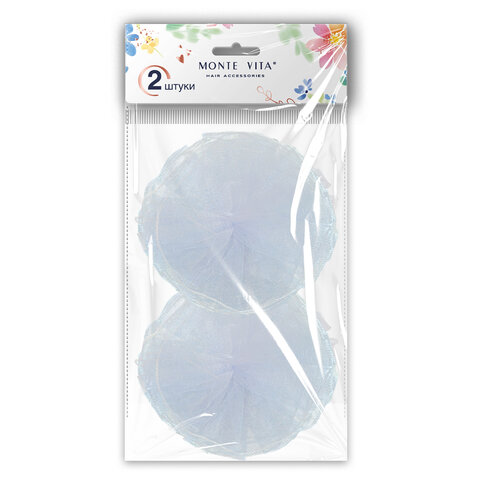Банты для волос на резинке, НАБОР 2 шт., диаметр 13 см, белый, MONTE VITA (МОНТЕ ВИТА), 458842