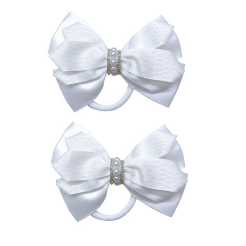 Банты для волос НАБОР 2 шт, 8*10 см, на резинке, белый MONTE VITA код 1С, 458843 - фото 2