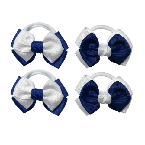 Банты для волос на резинке, НАБОР 2 шт., 7х5 см, белый/синий ассорти, MONTE VITA (МОНТЕ ВИТА), 458845 - фото 2