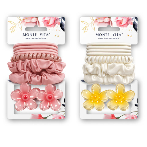 Резинки для волос (скранч 2*15см/4 резинки) с крабами 2,5 см (2 шт) НАБОР, АССОРТИ, M, 458849