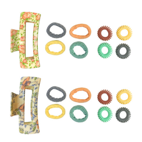 Резинки для волос (4 пружинки и 4 мягкие резинки) с крабом, НАБОР, ассорти, MONTE VITA (МОНТЕ ВИТА), 458850 - фото 4