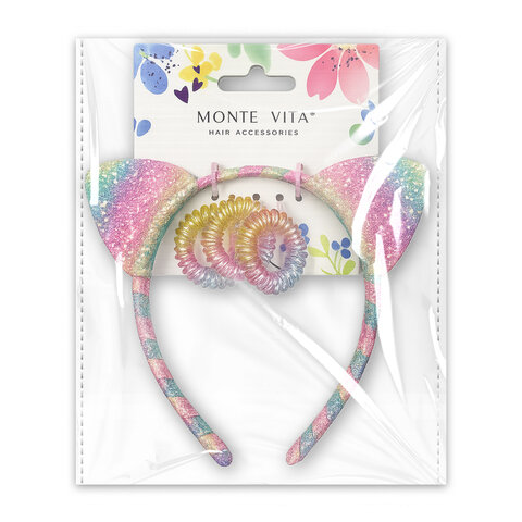 Резинки для волос (пружинки 3 шт.) с ободком, с блестками, НАБОР, MONTE VITA (МОНТЕ ВИТА), 458855