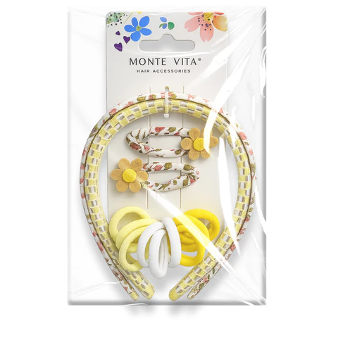 Резинки для волос (9 шт.) с ободками (2 шт.) и заколками (2 шт.), НАБОР, MONTE VITA (МОНТЕ ВИТА), 458856