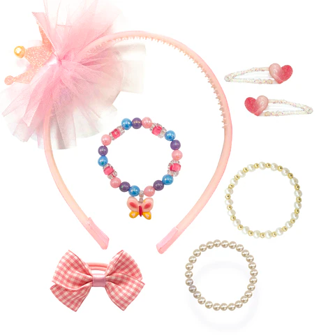 Резинка для волос с ободком, заколками (2 шт.) и браслетами (3 шт.), НАБОР, MONTE VITA (МОНТЕ ВИТА), 458860