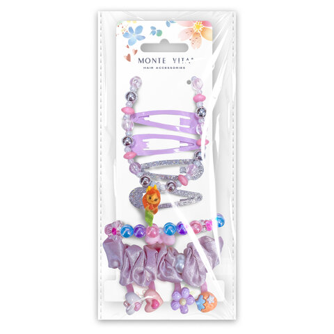 Резинка для волос (скранч) с заколками, ожерельем, колечками и браслетом, НАБОР, MONTE VITA (МОНТЕ ВИТА), 458861